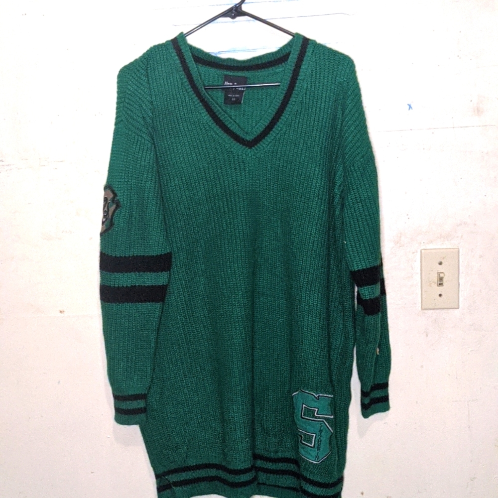 Hot topic Harry Potter Slytherin Stretch Knit Sweater Dress w long sleeves